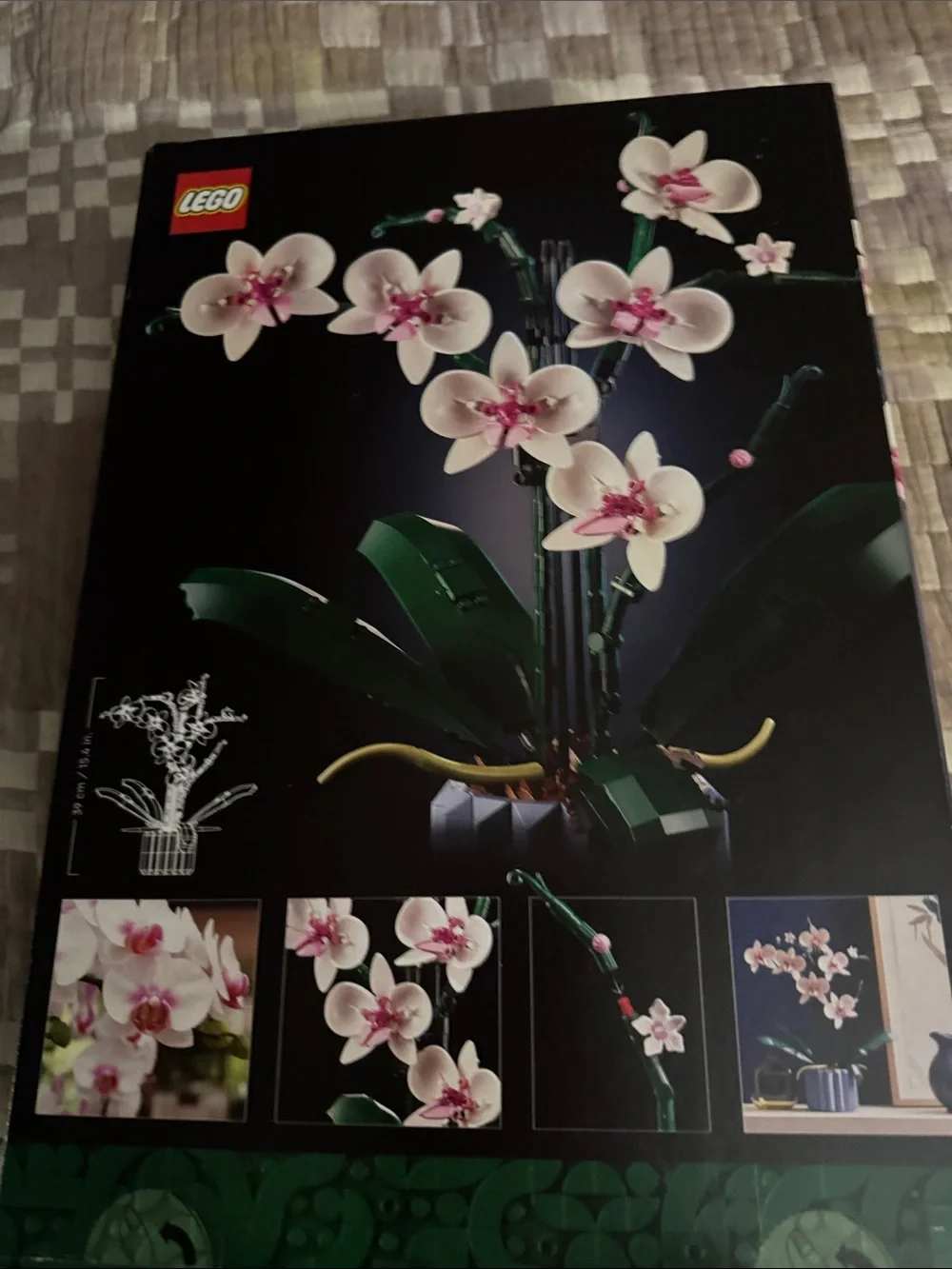 Lego Pink and White Orchid Wall Art with Green Leaves
